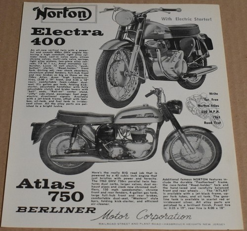 1963 print norton electra - print, ad