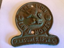 Vintage Ransomes Ipswich The Lion Lawn Mower Plate/Plaque Cast Iron As Found