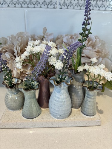 Petite pottery frilly vases - 6,
