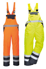 Portwest S488 Hi Vis Bib and Brace Contrast Breathable Hi Visibility Dungaree