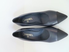 CHANEL Navy Leather/Black