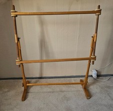 Large Vintage Wooden Adjustable Floor Standing Tapestry Frame 107 x 89 x 38 cm