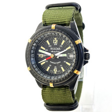 Bulova Ocean Timer Automatic Compass Watch 11810 black khaki green mens