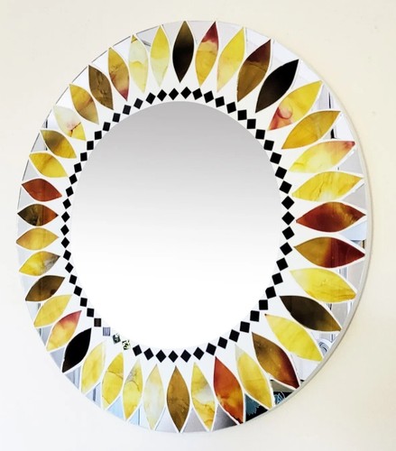 Round mosaic wall mirror
