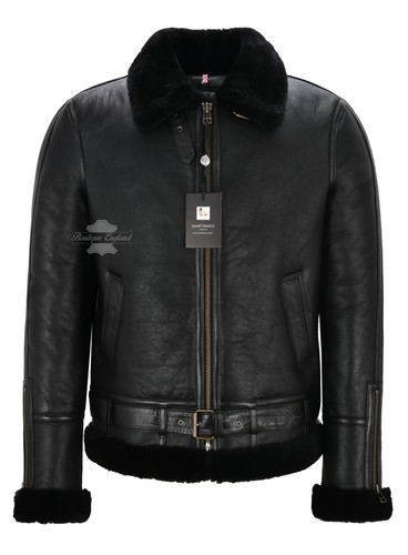 Mens sheepskin jacket black - sheepskin,