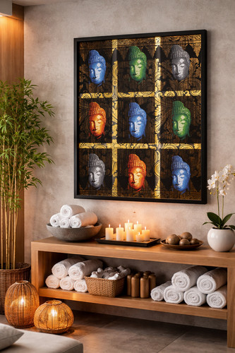 Golden buddha pop art - buddha, painting