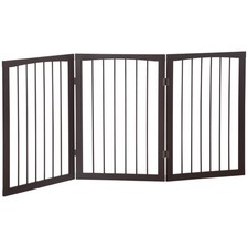 Pawhut Folding Pet Gate Fence Free Standing Child Safety Indoor Wood Durable
