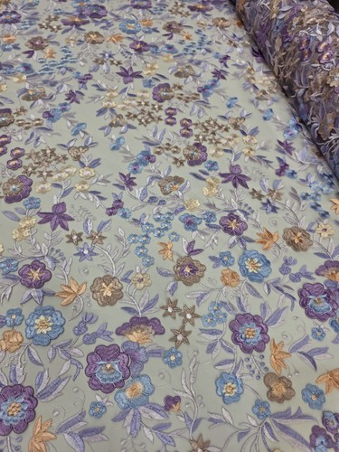 Blue beige embroidery - beige, 3d