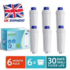 6 x Water Filter for Delonghi Genuine Coffee Machine DLSC002 5513292811 SER3017