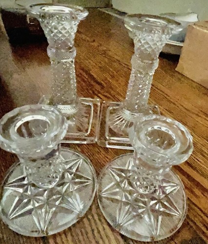 Crystal candlesticks - crystal, (4)-