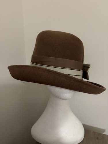 Vintage brown felt - brown, hat