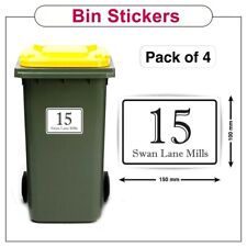 4x Wheelie Bin Numbers Personalised Bin Labels Custom House No.&Street Stickers