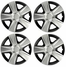 4x Wheel Trims Hub Caps 15" Covers in Silver and Black Alloy Look