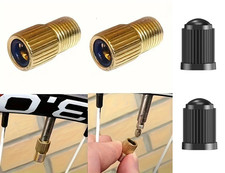 a set of 5 Presta to Schrader valve adapter converters + 5 valve caps