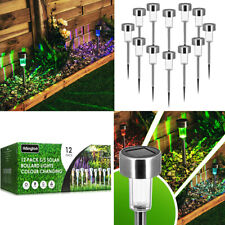 12 x COLOUR CHANGING STAINLESS STEEL SOLAR LED GARDEN PATIO POST OUTDOOR LIGHTS