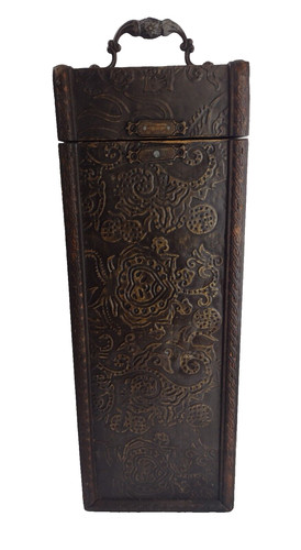 Wooden wine box with art - wooden, and