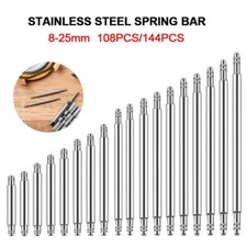 108pcs 8-25mm Stainless Steel Watch Band Strap Spring Bar Link Pins Remover