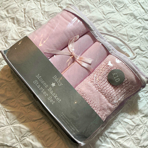 Girls baby pink moses basket - girls,