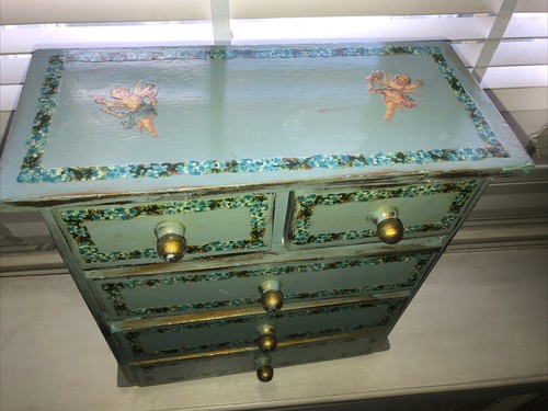 Hand decoupaged chest - decoupaged, of