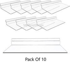10xACRYLIC SLATWALL SHELVES SHOE DISPLAY CLEAR SHELF FLAT SLATWALL SHELF 10"x4"