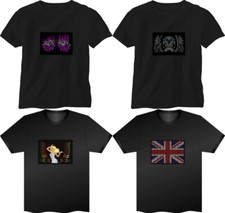 LED Panel Light Up Glow T Shirt Sound Activated Disco Fun Fancy Dress Party Gift