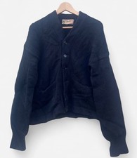 Highland 100% Wool Black Knit Buttoned Aran Jumper - Medium/Large?