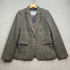 JOULES Tweed Jacket Women UK 12 Parade HORATIA Check Plaid Tartan WOOL