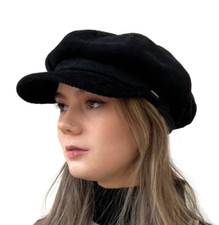 Cord Baker Boy Hat Black Corduroy Newsboy Cap by CRAGGI