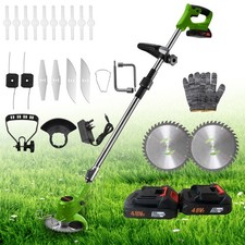 21V Electric Cordless Grass Trimmer Strimmer Garden Edger Cutter + 2 Battery