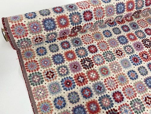 Granny squares fabric cream - granny,