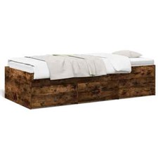 BaraSh Daybed with Drawers Smoked Oak 100x200  Engineered Wood,Bed ,Trundle E9V4