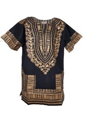Black and Gold Traditional African Dashiki Shirt 