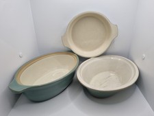 3 Denby Manor Green Ceramic Baking Dishes Pie Roast Oven Stoneware Vintage