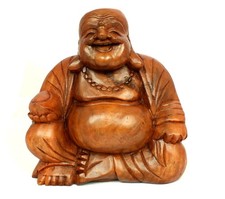 Large 31cm Wooden Happy Buddha