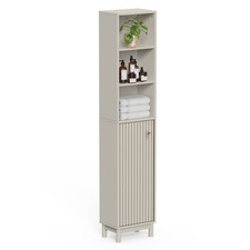 Tall Bathroom Storage Cabinet, Stone Freestanding Slim Tallboy, Vonhaus