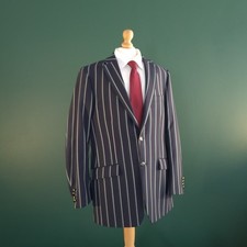Brook Taverner Boating Blazer Men's 40L Navy Green Wool Striped Yachting Jacket