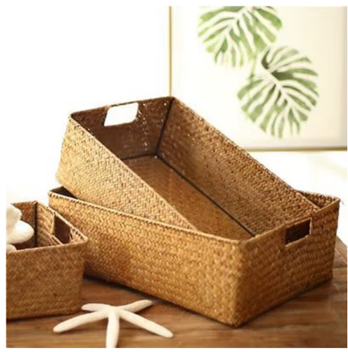 Vintage woven seagrass storage - seagrass,