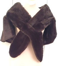 PER UNA M&S Dark Brown Faux Fur Shrug Bolero Capelet - Fits 10 12 14 -Immaculate