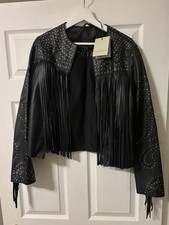 Brand New All Saints Black Leather Tassle ‘Asta’ Jacket Rrp £599