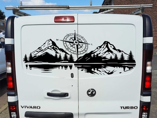 Mountains compass car sticker - compass,