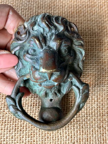 Antique brass lion head - antique,