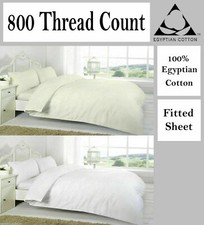 100% EGYPTIAN COTTON 800 THREAD COUNT DUVET COVER SET / FITTED SHEET BEDDING