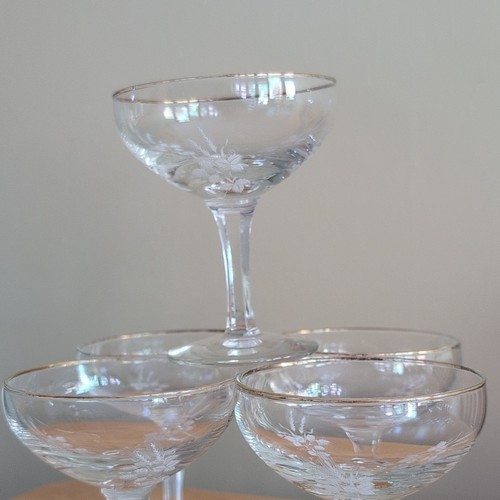 Set clear etched floral - set,