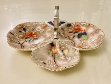 Sampson Hancock Royal Corona Rosetta Three Bowl Serving Dish Antique Chintz VGC