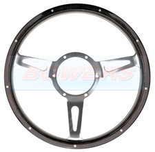 MOUNTNEY 14" INCH DARK WOOD WOODEN STEERING WHEEL POLISHED SEMI-DISHED CENTRE