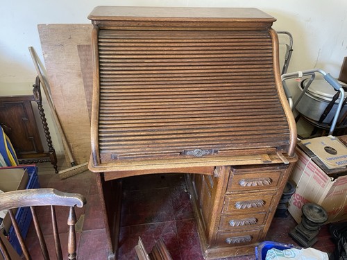 Type antique roll top desk - s,