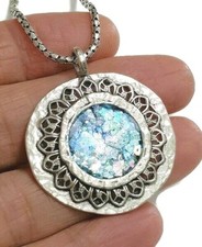 Roman Glass 925 Silver Pendent