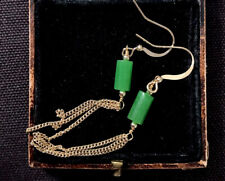 Vintage Style Jewellery Natural Jade Earrings 18K Gold Plated
