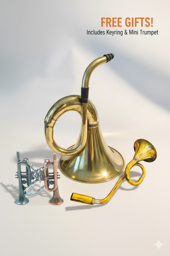 Vintage brass hunting horn set - brass,