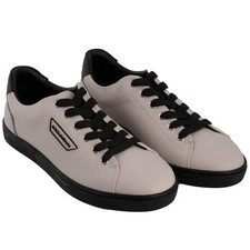 DOLCE & GABBANA DG Logo Low Top Men Sneaker Shoes LONDON Gray Black 39.5 US 6.5